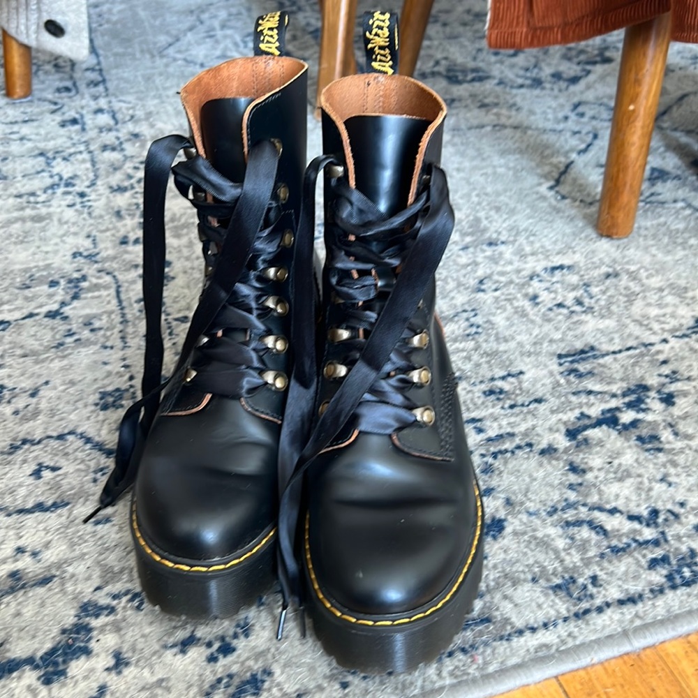 Dr. Martens Molly Leather Platform Boots w silk laces